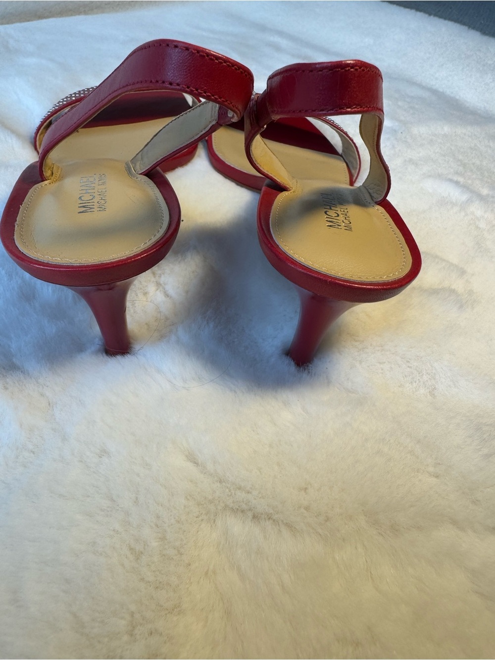 MICHAEL Michael Kors Mika Scarlet Red Studded Slingback Sandals Size 8.5 - Picture 4 of 8